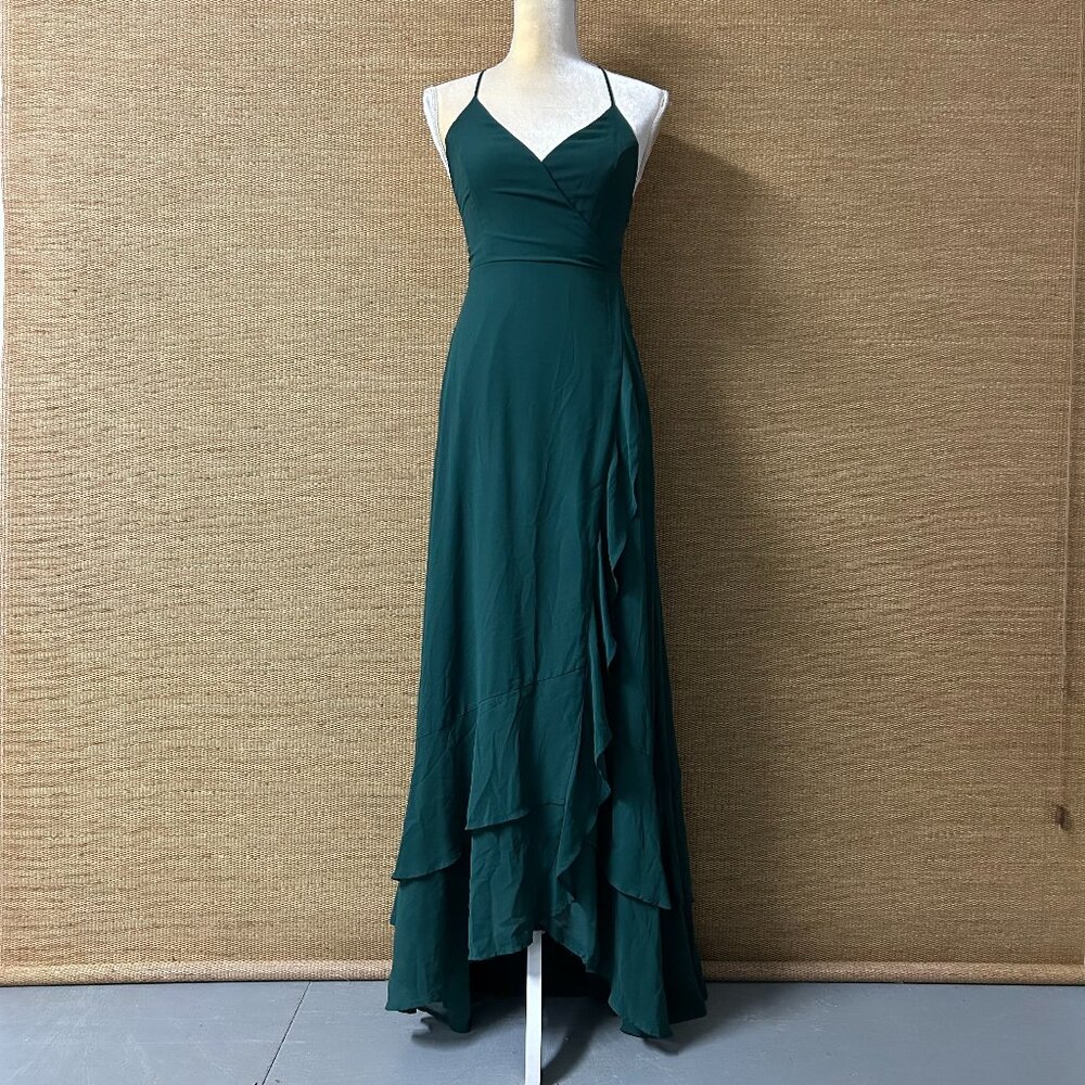 Lulus Dress Women’s Small Green Chiffon Maxi